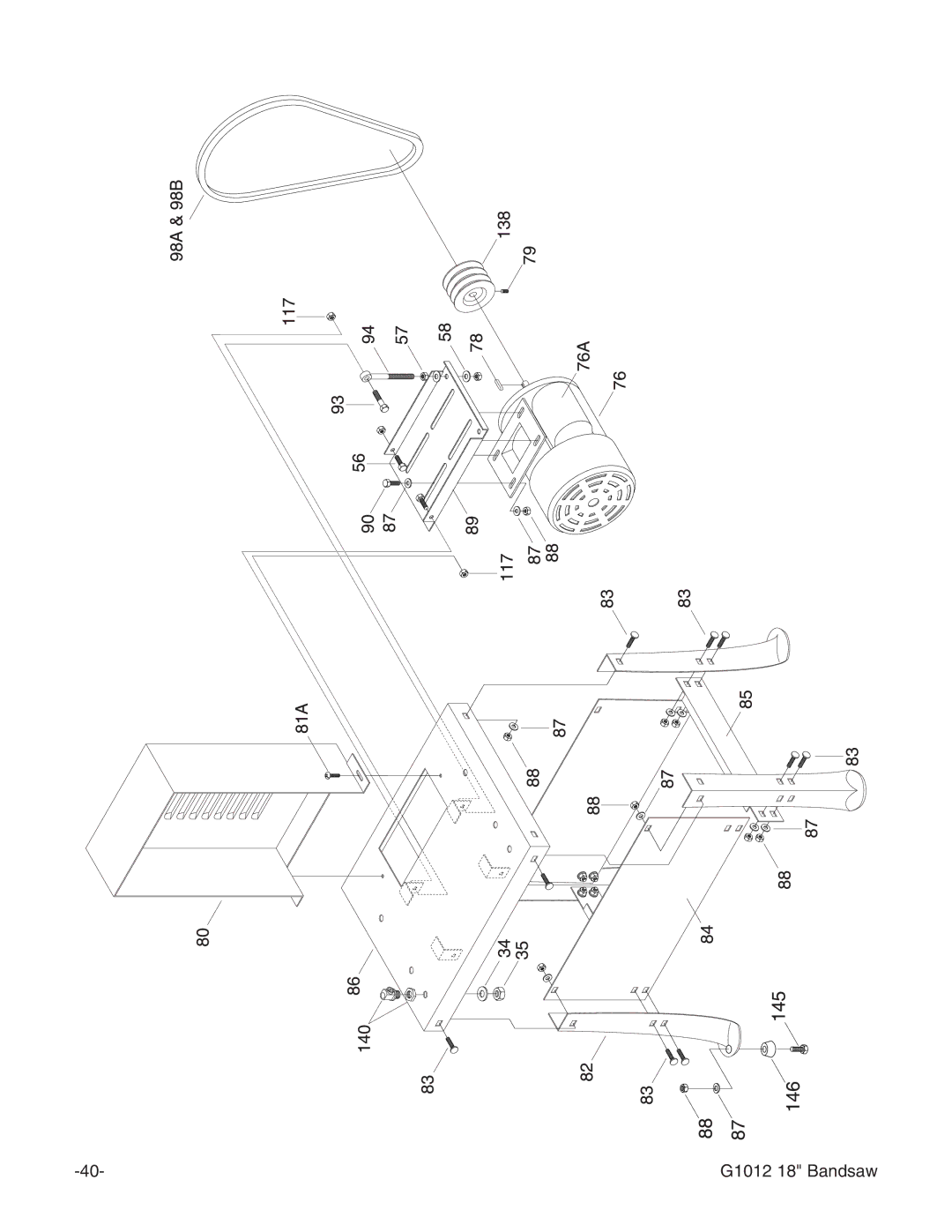 Grizzly instruction manual G1012 18 Bandsaw 