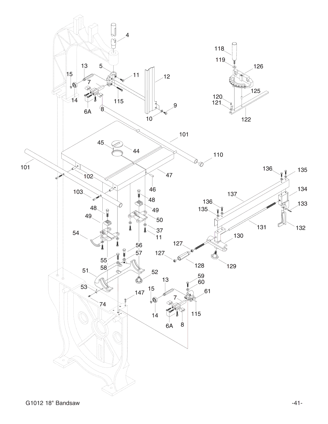 Grizzly instruction manual G1012 18 Bandsaw 