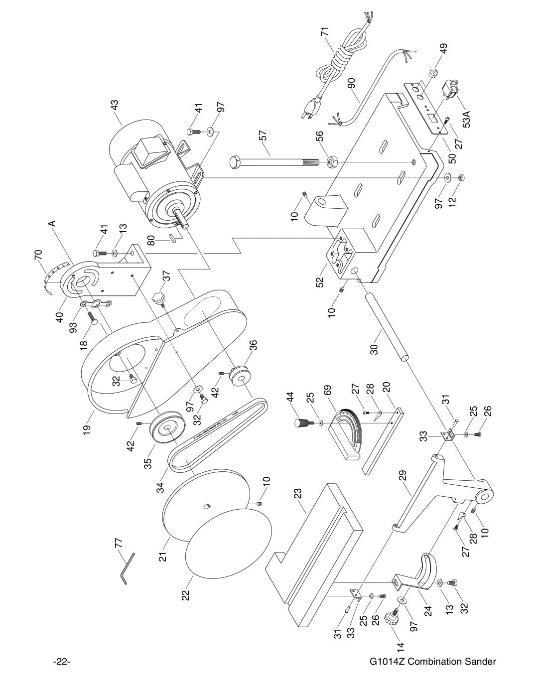 Grizzly instruction manual G1014Z Combination 53A Sander 