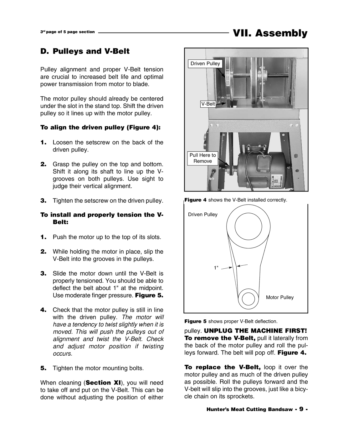 Grizzly G1016 Pulleys and V-Belt, To align the driven pulley Figure, To install and properly tension the V- Belt 