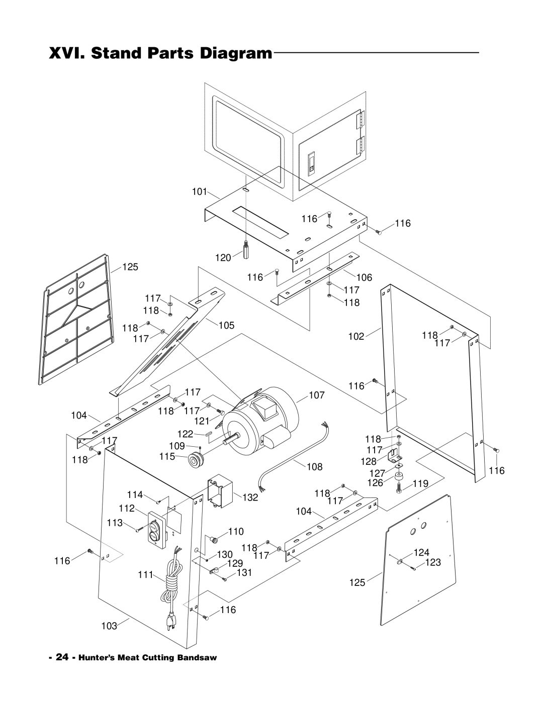 Grizzly G1016 instruction manual XVI. Stand Parts Diagram 