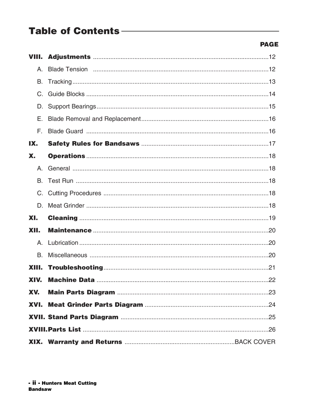 Grizzly G1016 instruction manual Xii 