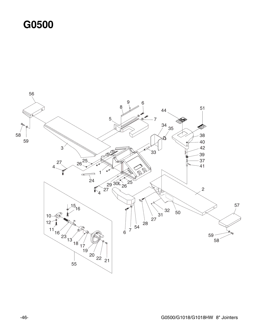 Grizzly G1018HW instruction manual G0500 