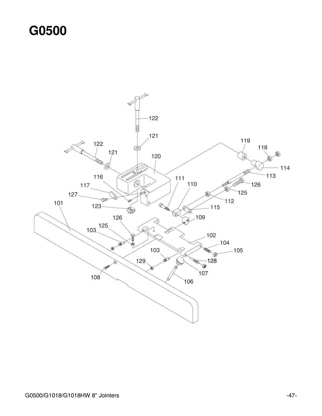 Grizzly G1018HW instruction manual G0500 