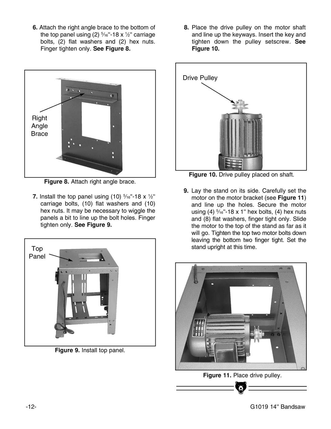 Grizzly G1019 instruction manual Right Angle Brace 