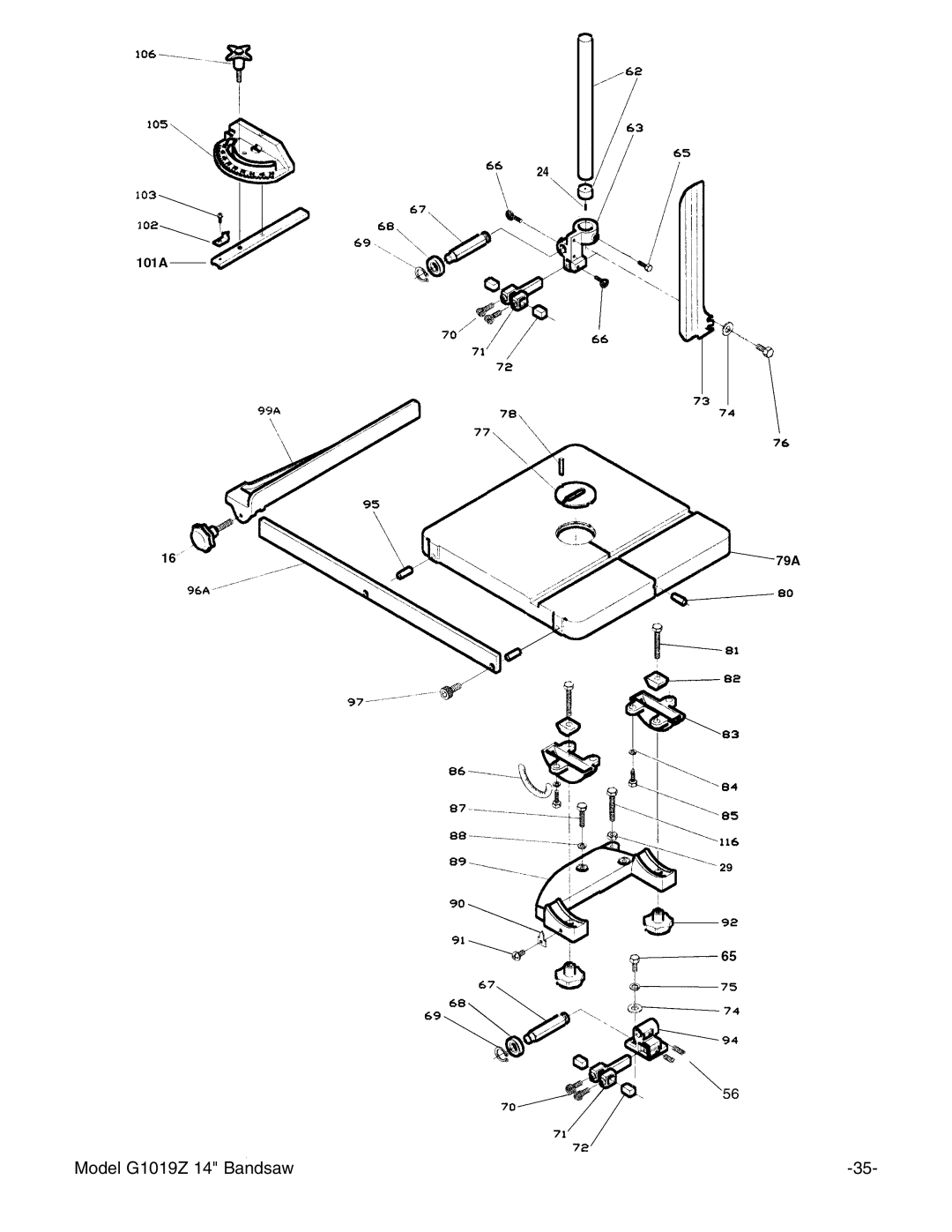 Grizzly instruction manual Model G1019Z 14 Bandsaw 