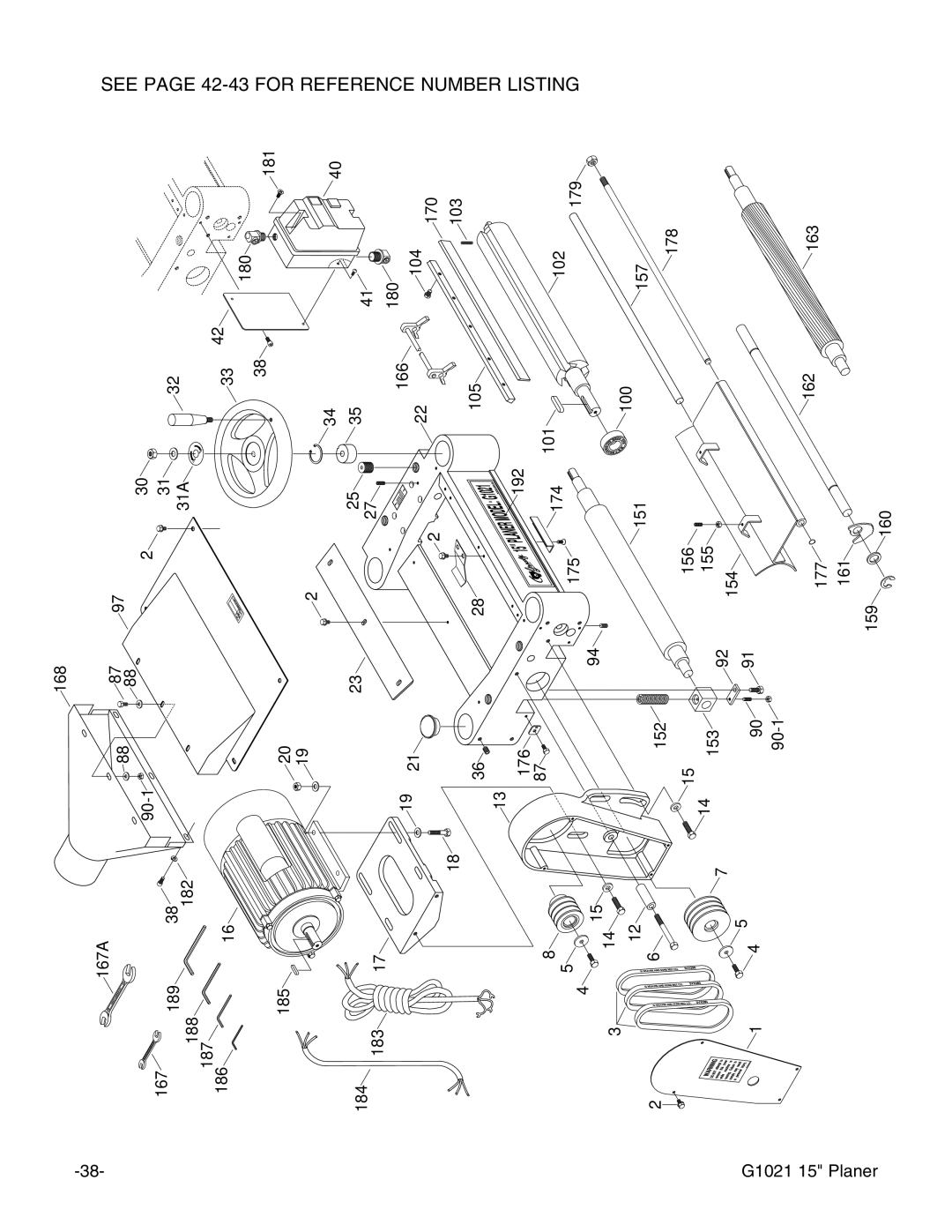 Grizzly G1021 instruction manual Reference 