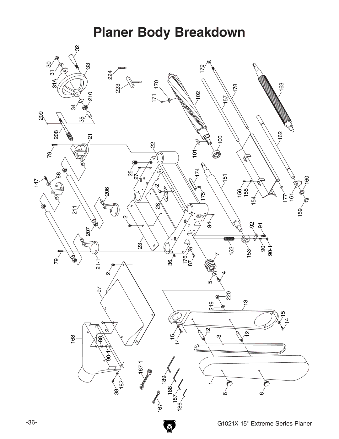 Grizzly G1021x owner manual Planer 