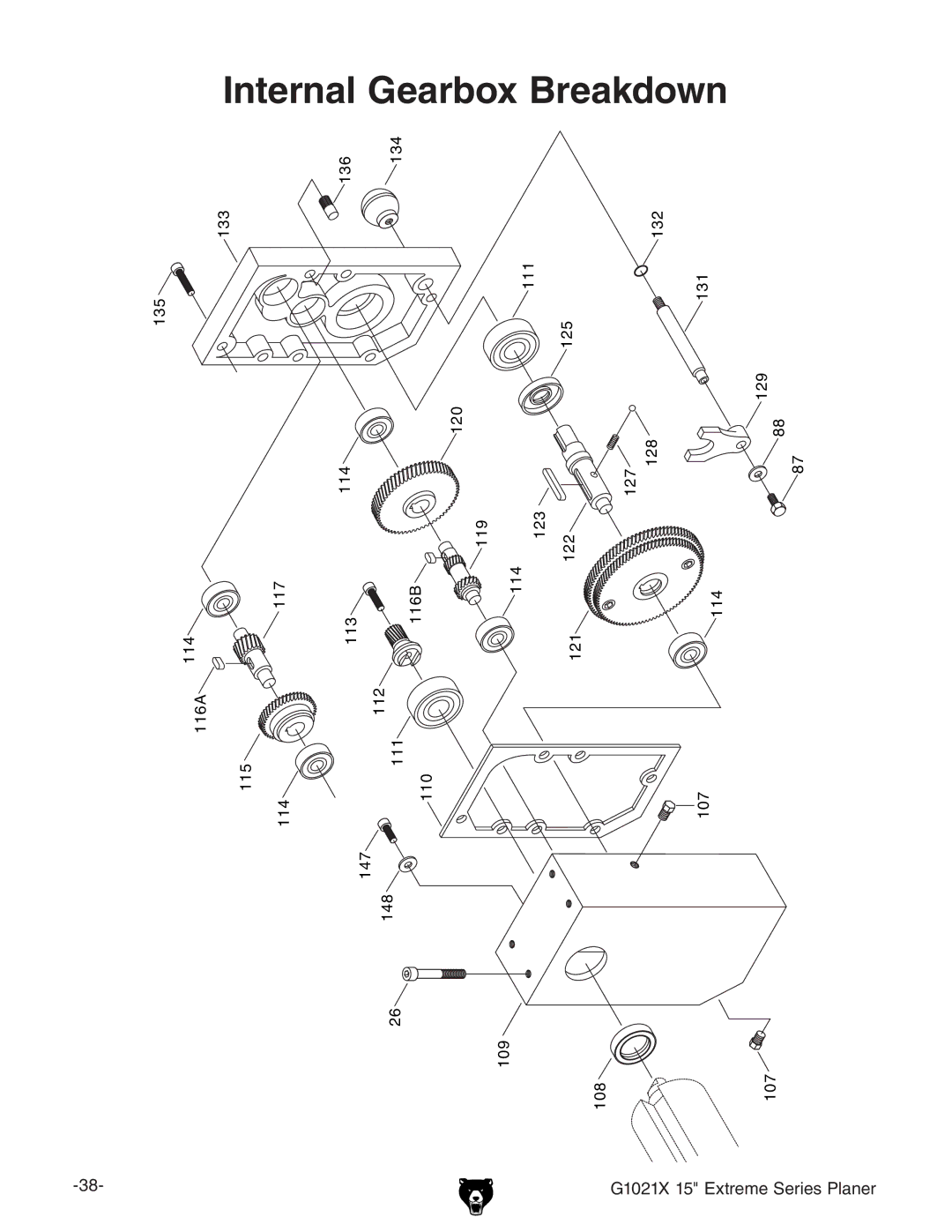 Grizzly G1021x owner manual Gearbox Breakdown 