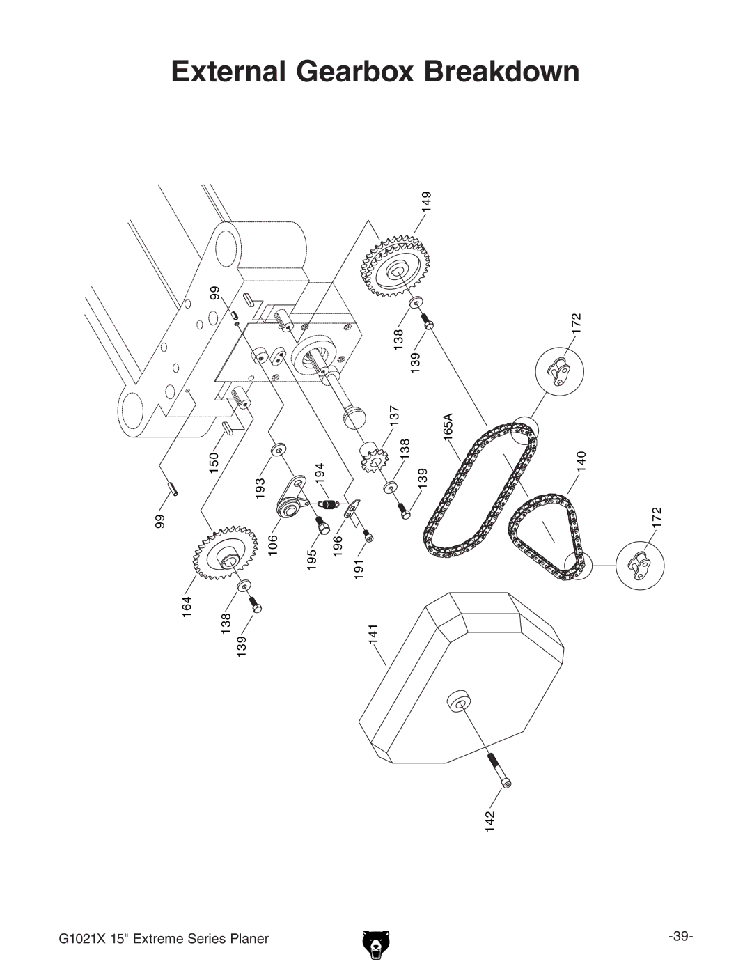 Grizzly G1021x owner manual External Gearbox Breakdown 