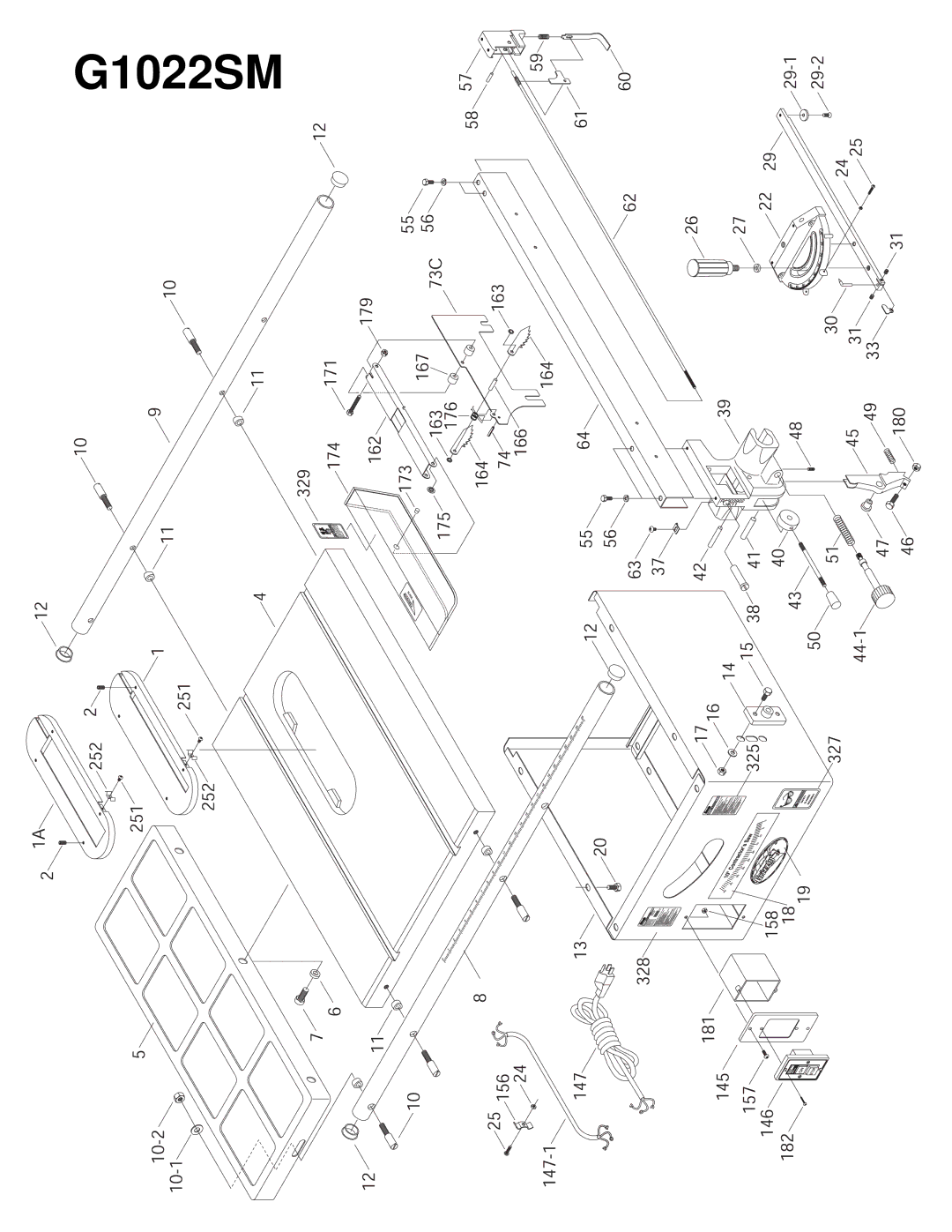 Grizzly G1022ZFX instruction manual G1022SM 