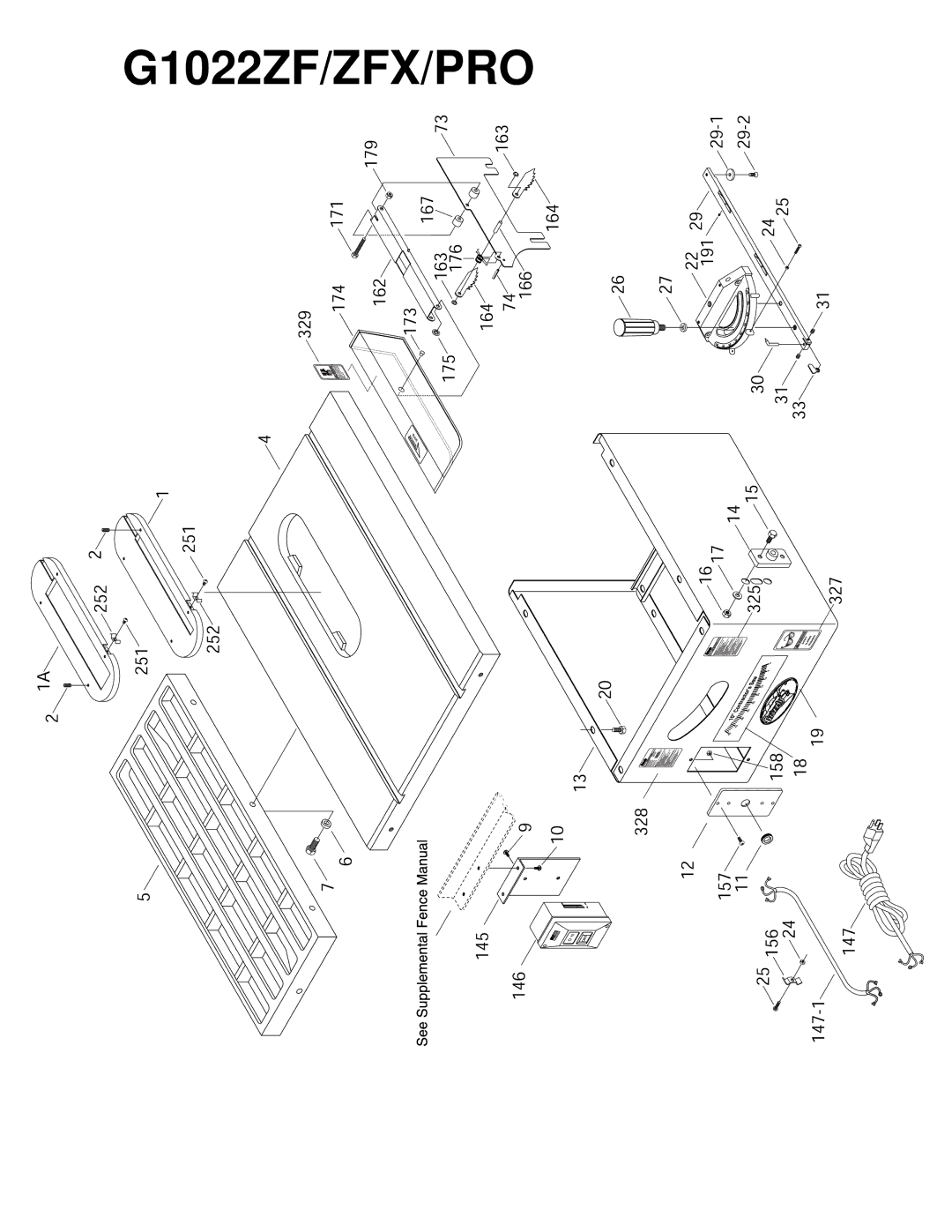 Grizzly G1022ZFX instruction manual G1022ZF/ZFX/PRO 