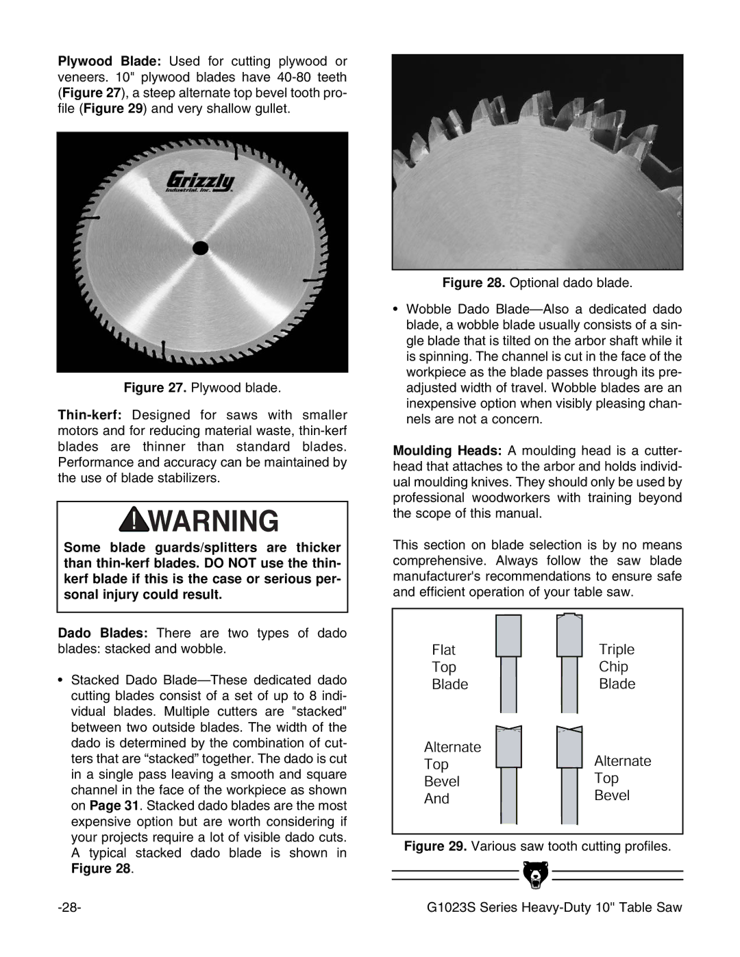 Grizzly G1023S instruction manual 