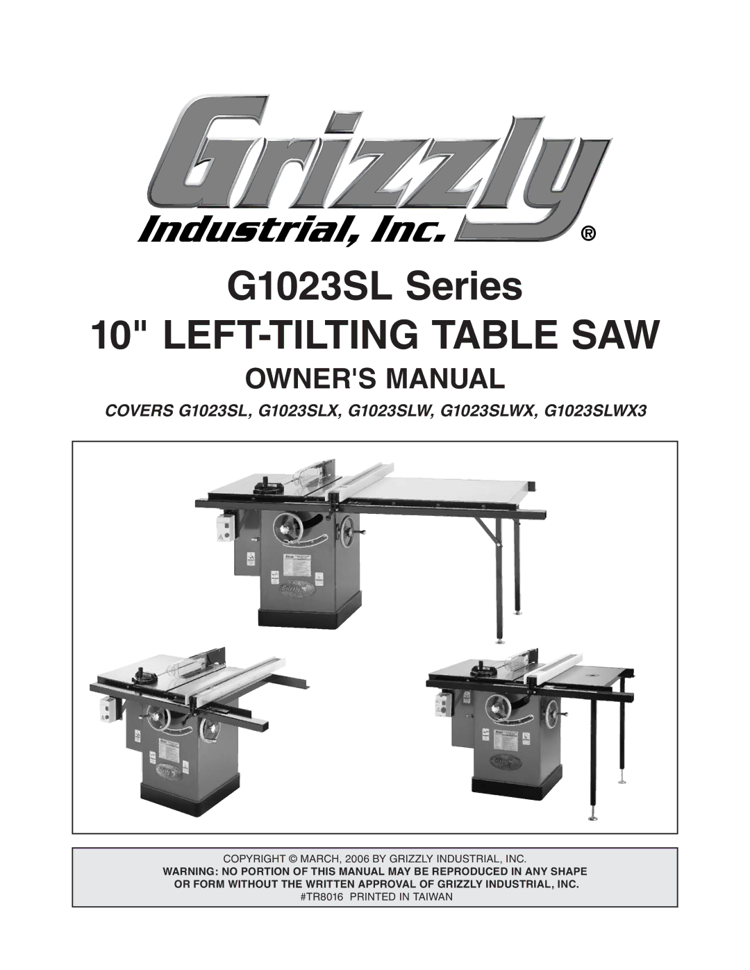 Grizzly G1023SLWX3 manual 3,,3ERIES ,%&44,4 !,%%3!7, 2g32-!.5 