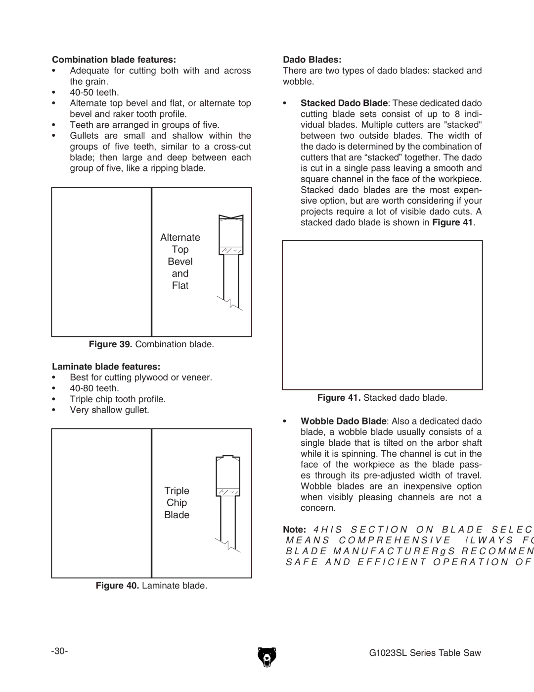 Grizzly G1023SLWX3 manual #Ombinationnbladeafeatures $Ado LadesD, Aminate BLADEAFEATURES 