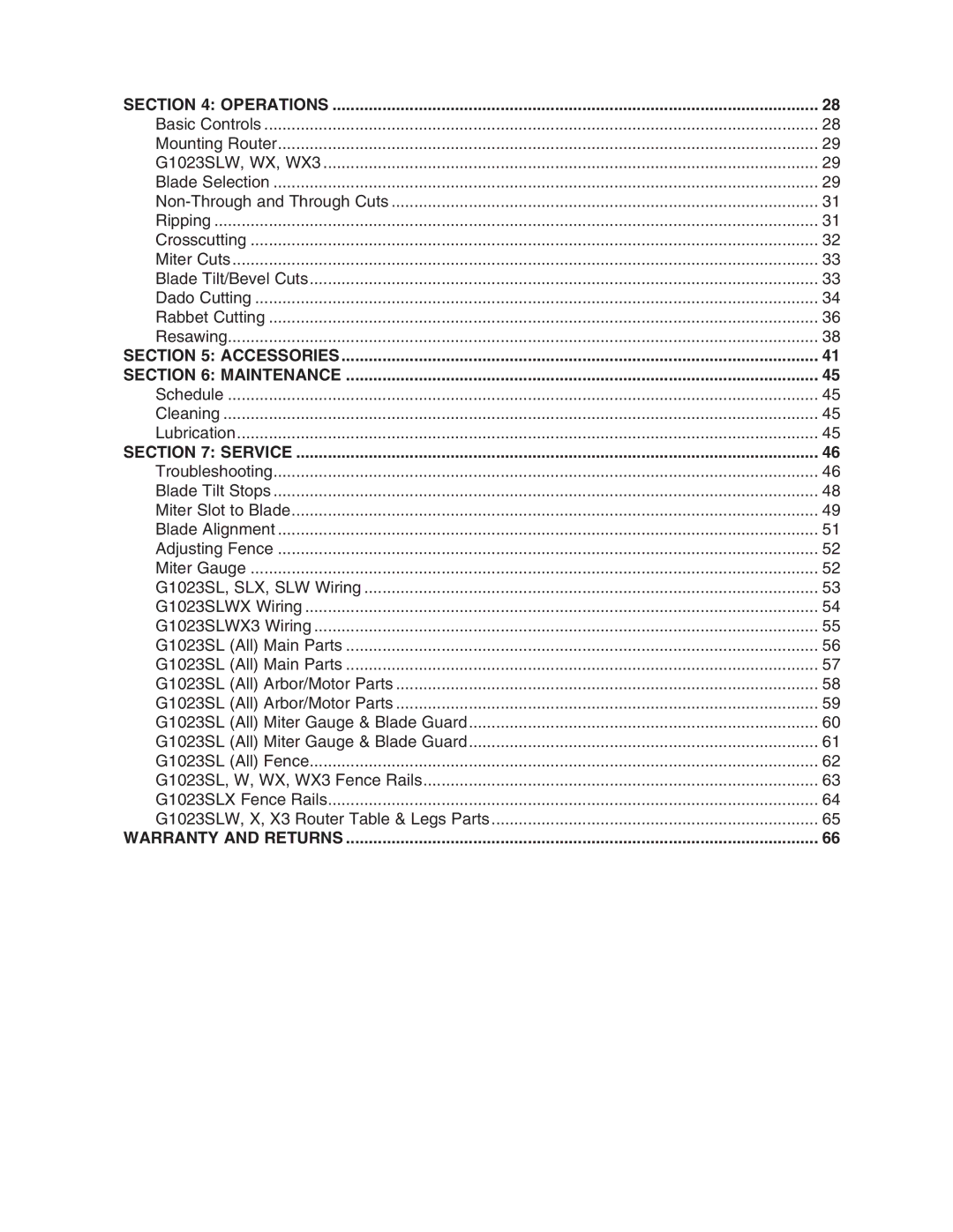 Grizzly G1023SLWX3 manual 