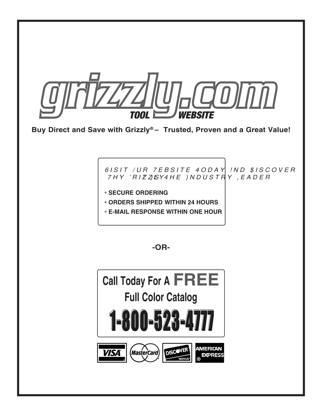 Grizzly G1023SLWX3 manual #ALL 4ODAYD&ORO! &2%% 