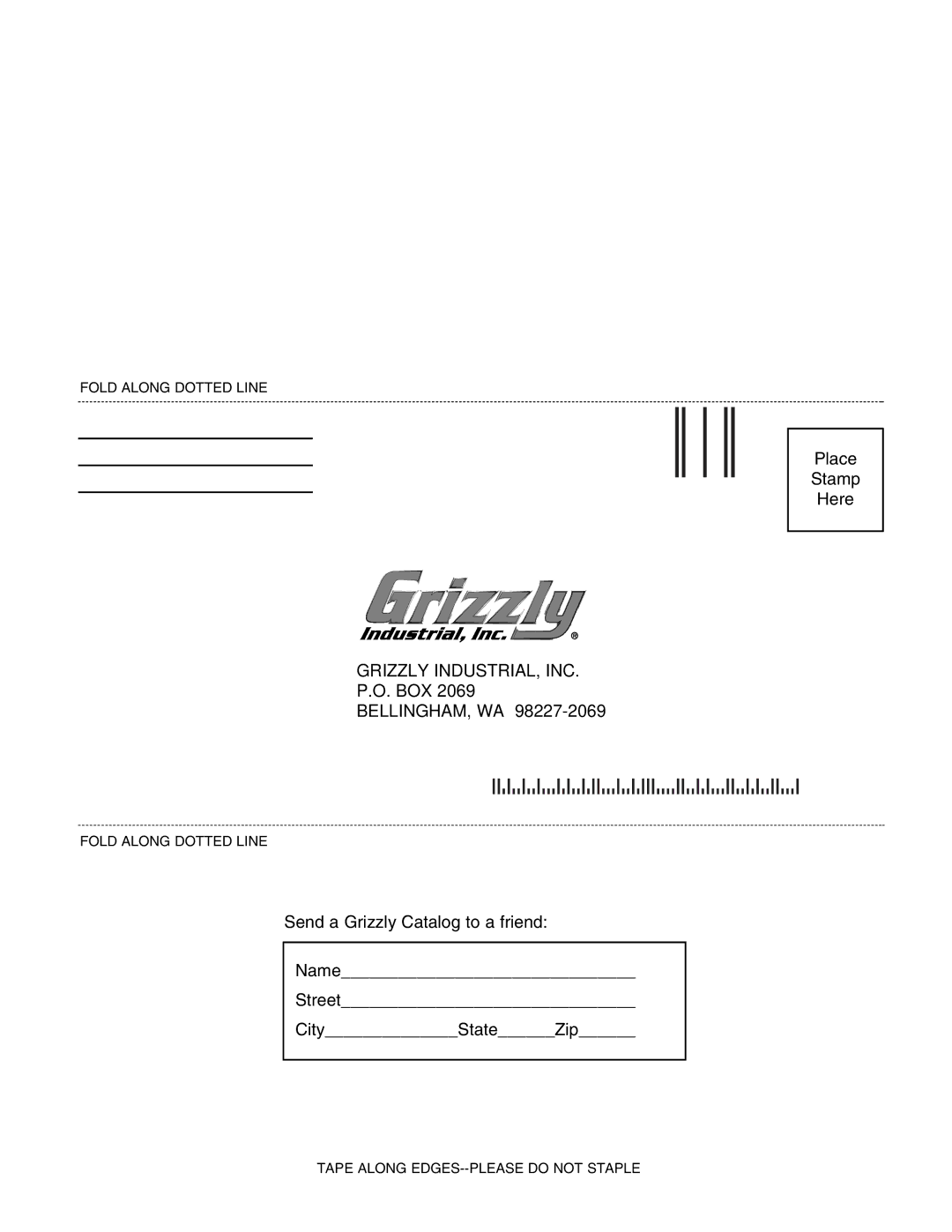 Grizzly G1023ZX3 instruction manual Grizzly INDUSTRIAL, INC, Box Bellingham, Wa 