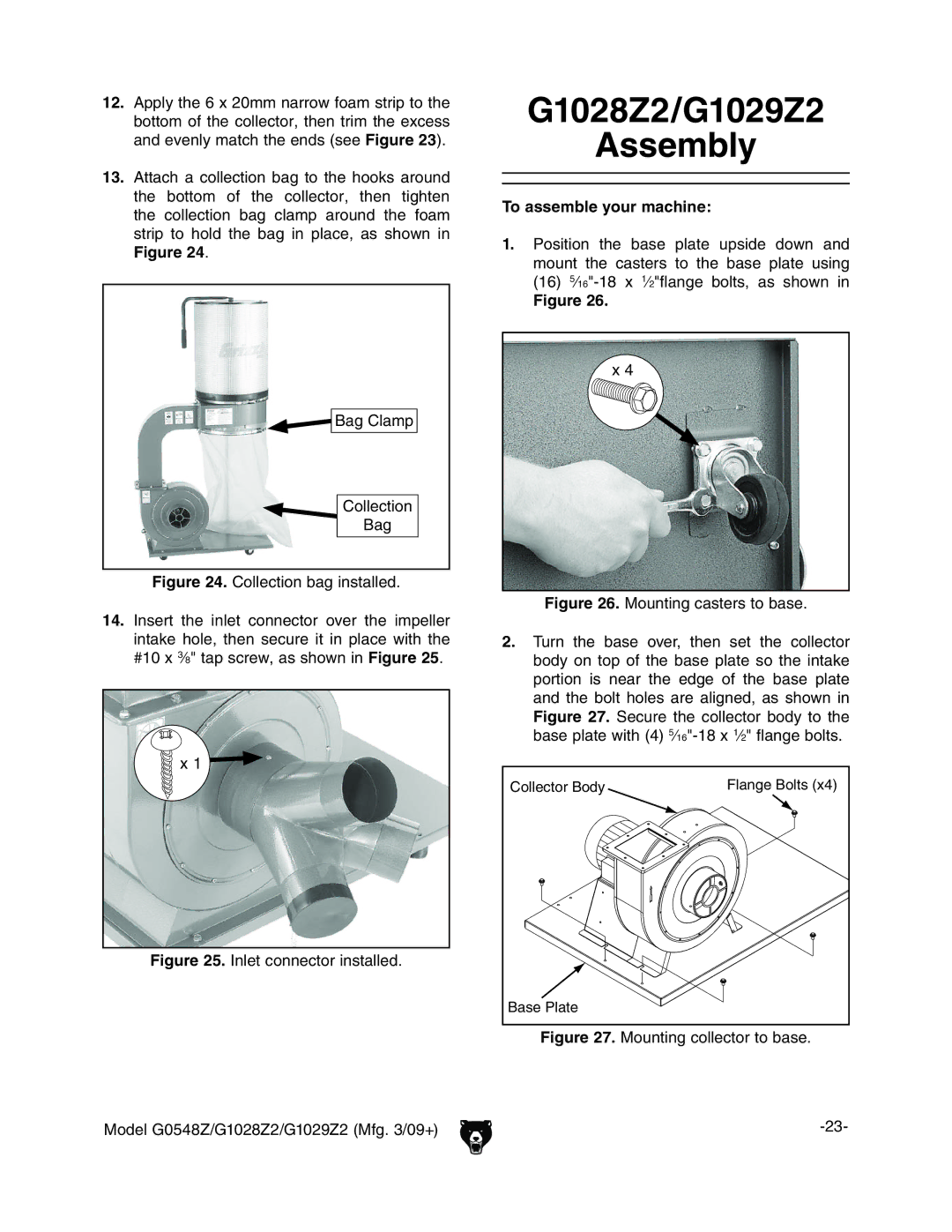 Grizzly G0548Z owner manual G1028Z2/G1029Z2 Assembly, 7V\8aVbe 8daaZXidc, To assemble your machine 