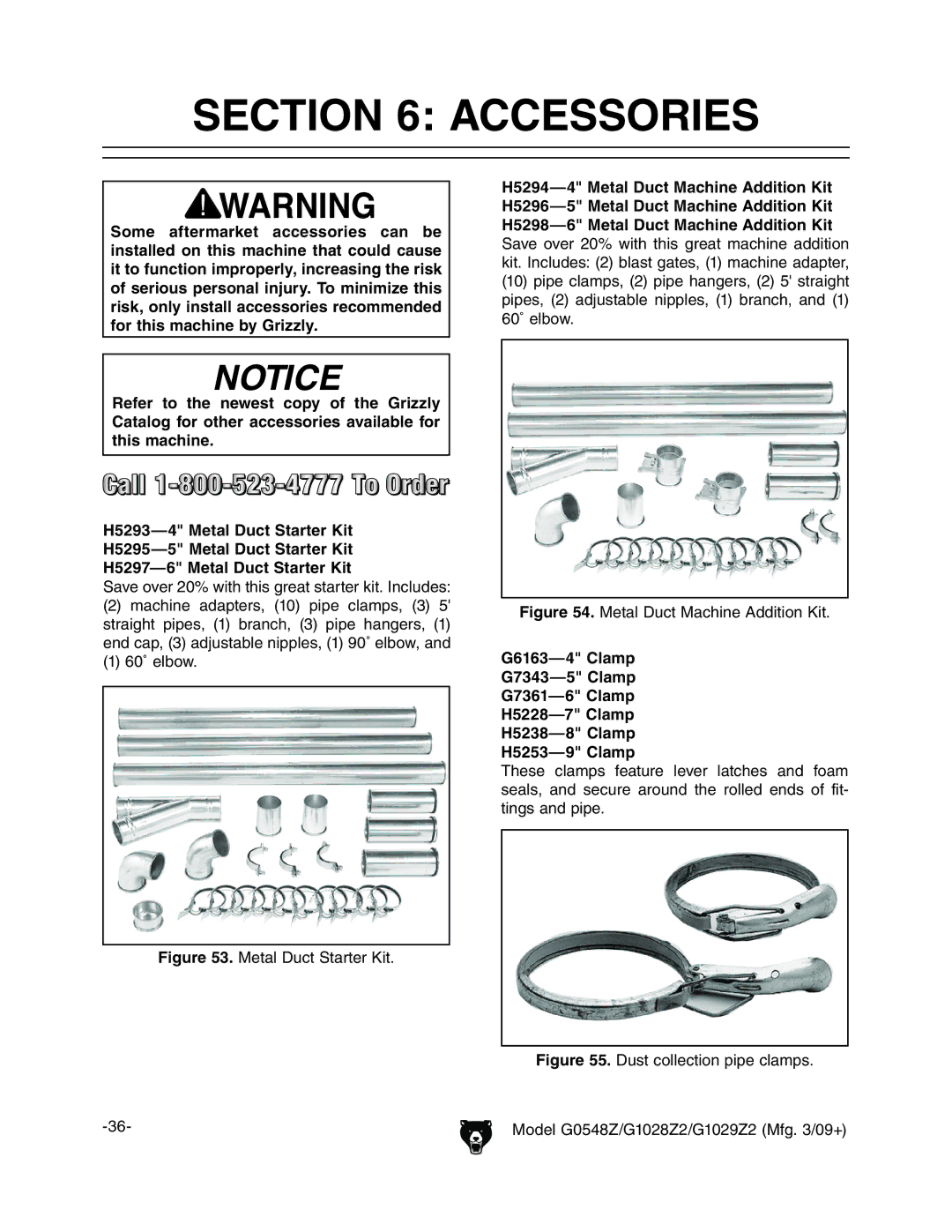 Grizzly G0548Z, G1028Z2, G1029Z2 owner manual Accessories, BZiVa9jXiHiVgiZg@i# 