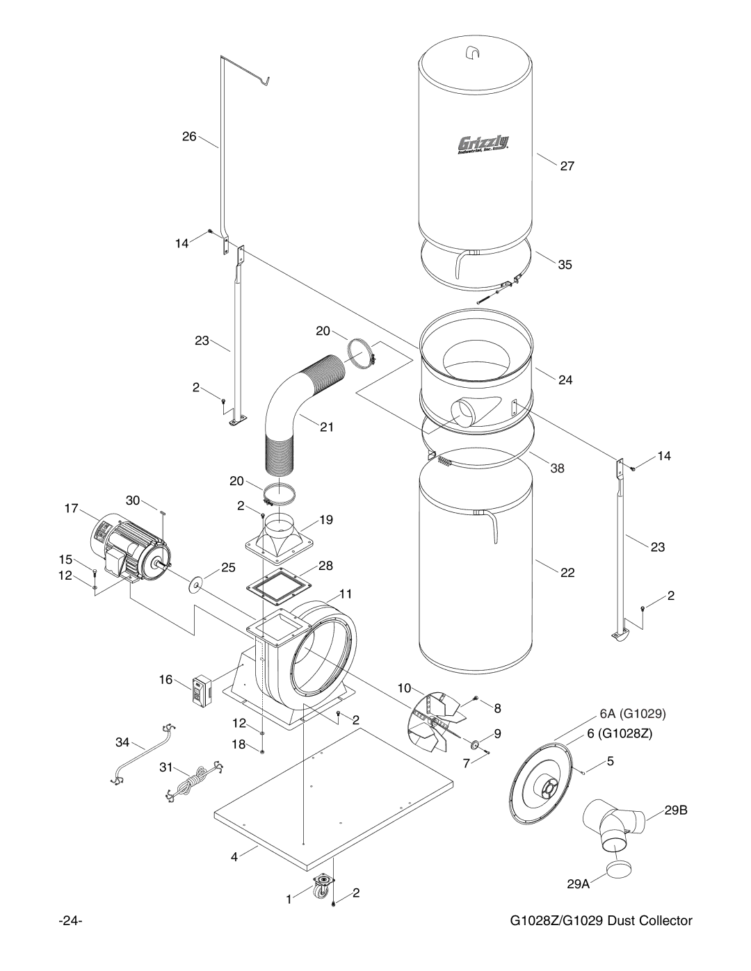 Grizzly G1028Z/G1029 instruction manual 6A G1029 