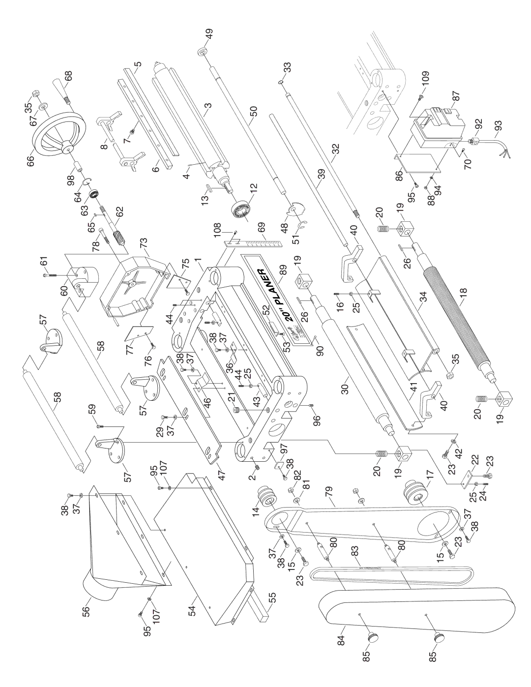 Grizzly G1033Z manual 107 108 8894 109 