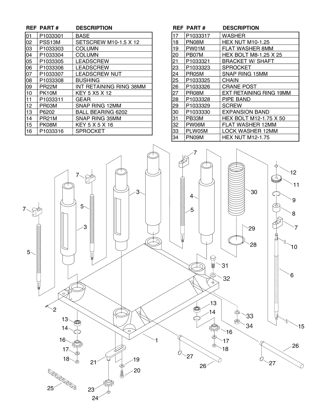 Grizzly G1033Z manual 297 2810 