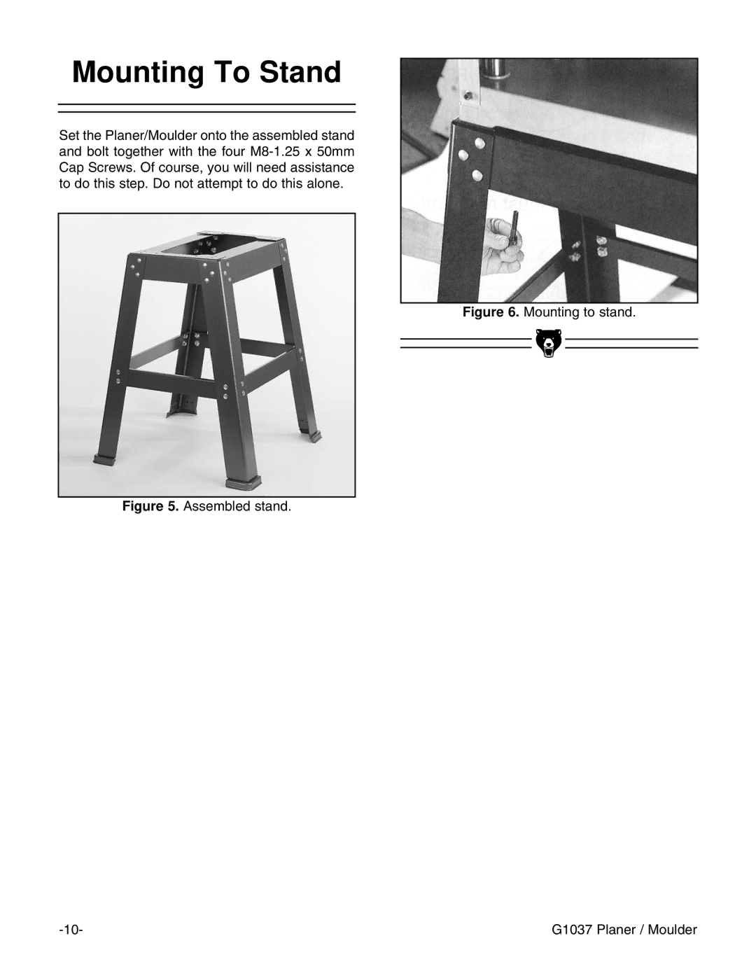 Grizzly G1037 instruction manual Mounting To Stand, Mounting to stand 