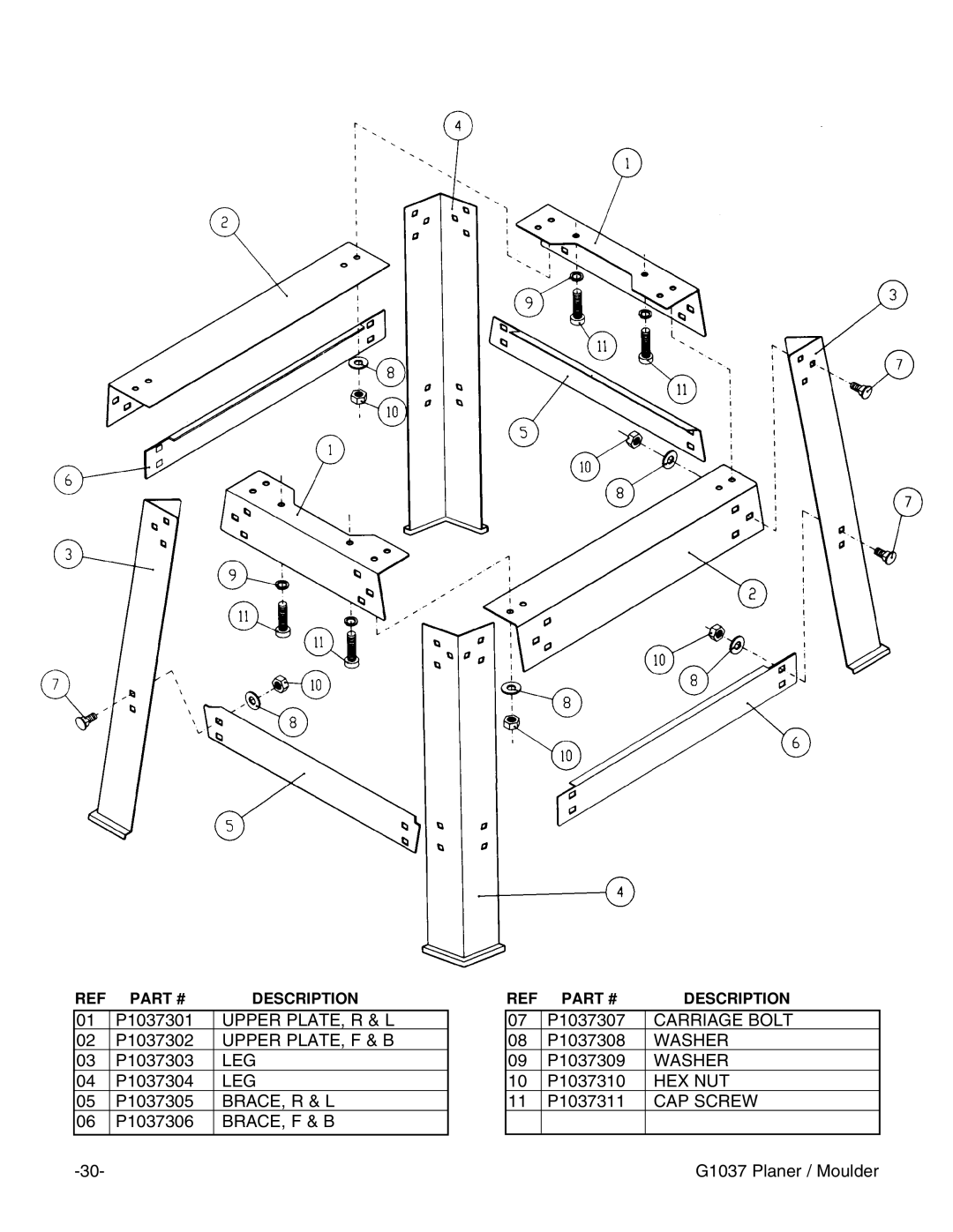 Grizzly G1037 instruction manual Upper PLATE, R & L 