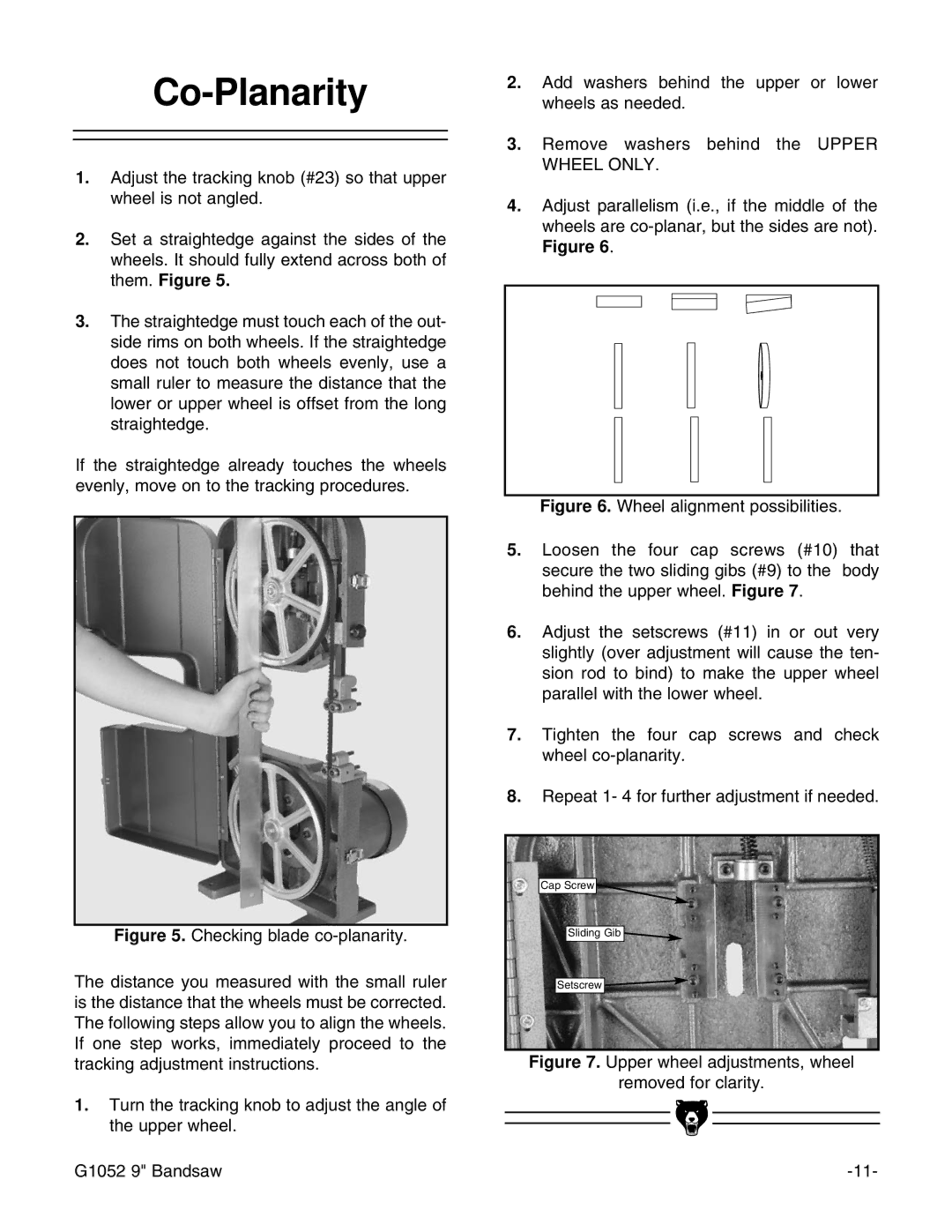 Grizzly G1052 instruction manual Co-Planarity 