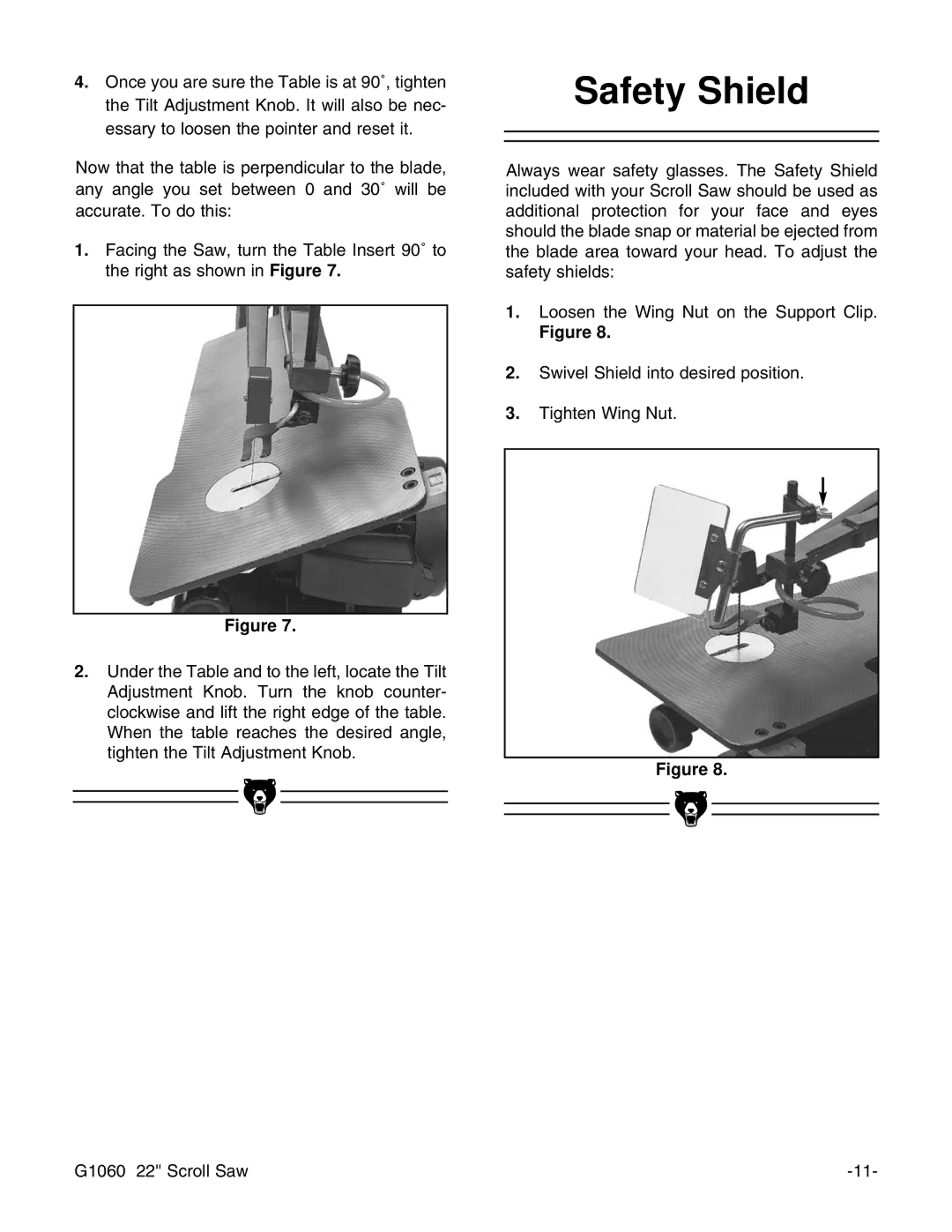 Grizzly G1060 instruction manual Safety Shield 