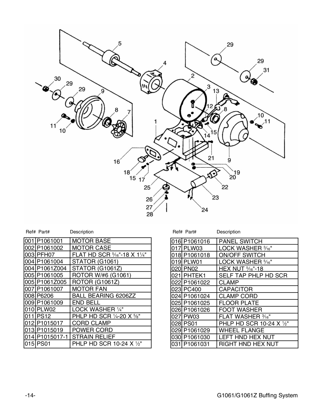 Grizzly G1061 instruction manual Motor Base 