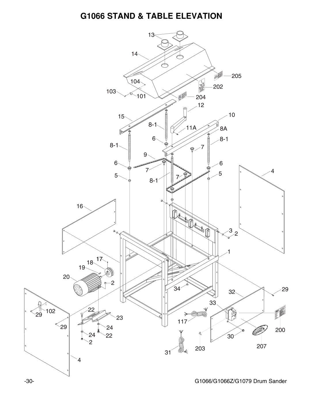 Grizzly instruction manual G1066 Stand & Table Elevation 