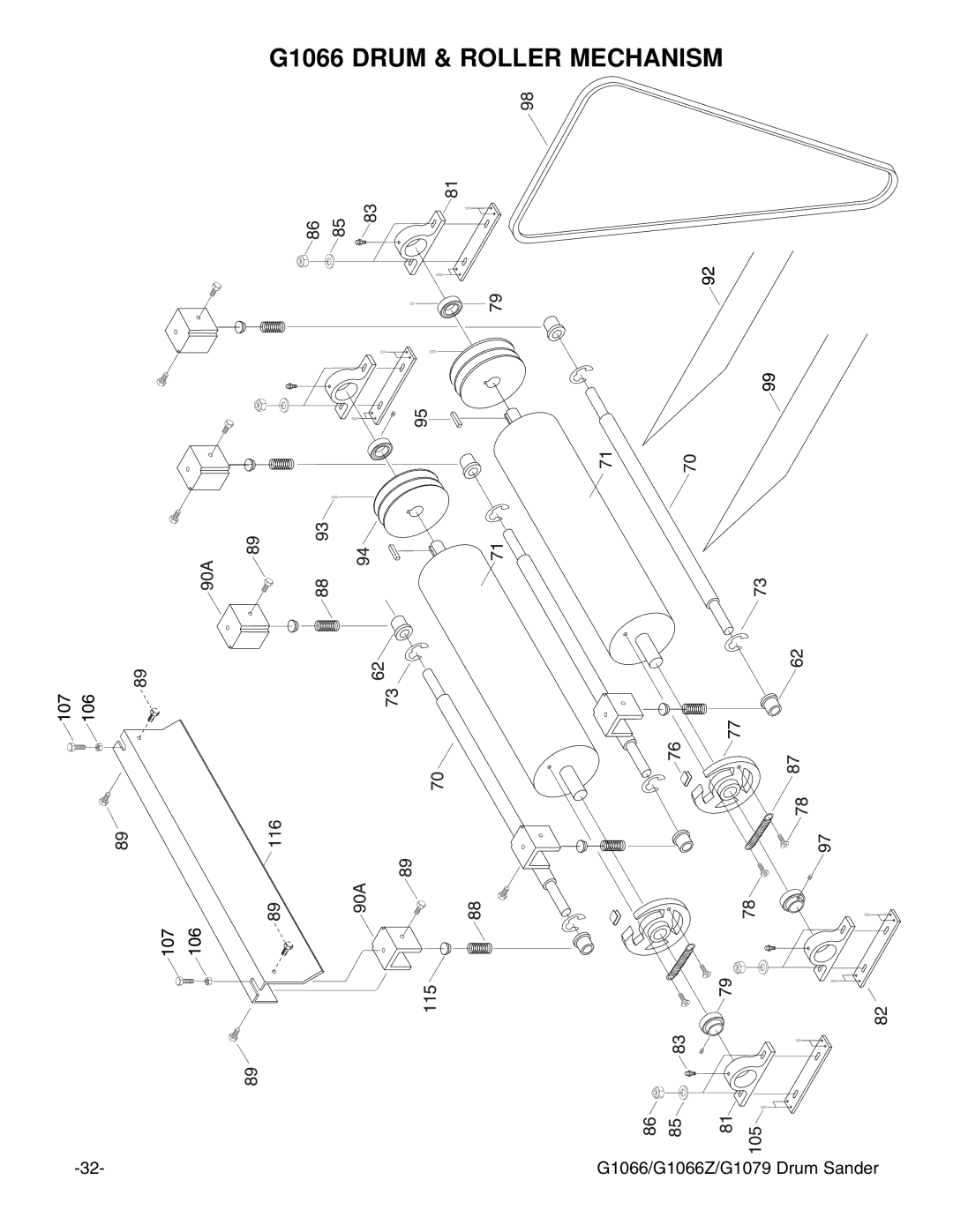 Grizzly instruction manual G1066 Drum & Roller Mechanism 