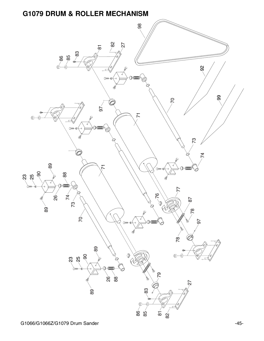 Grizzly G1066 instruction manual G1079 Drum & Roller Mechanism 