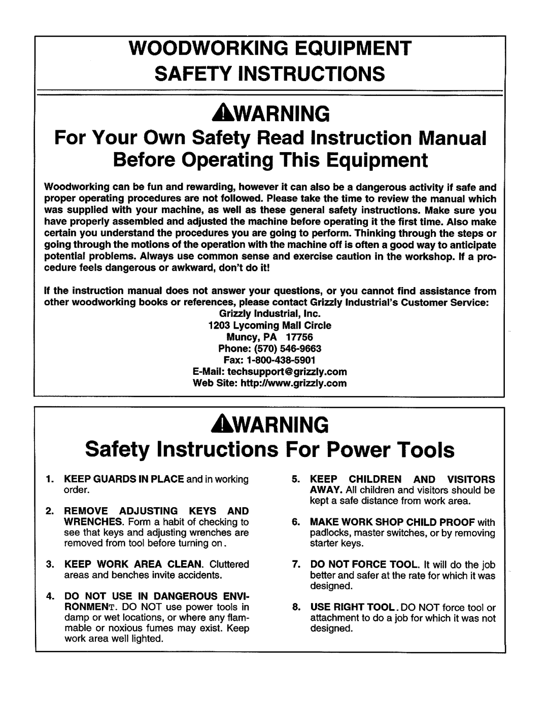 Grizzly G1072 manual 