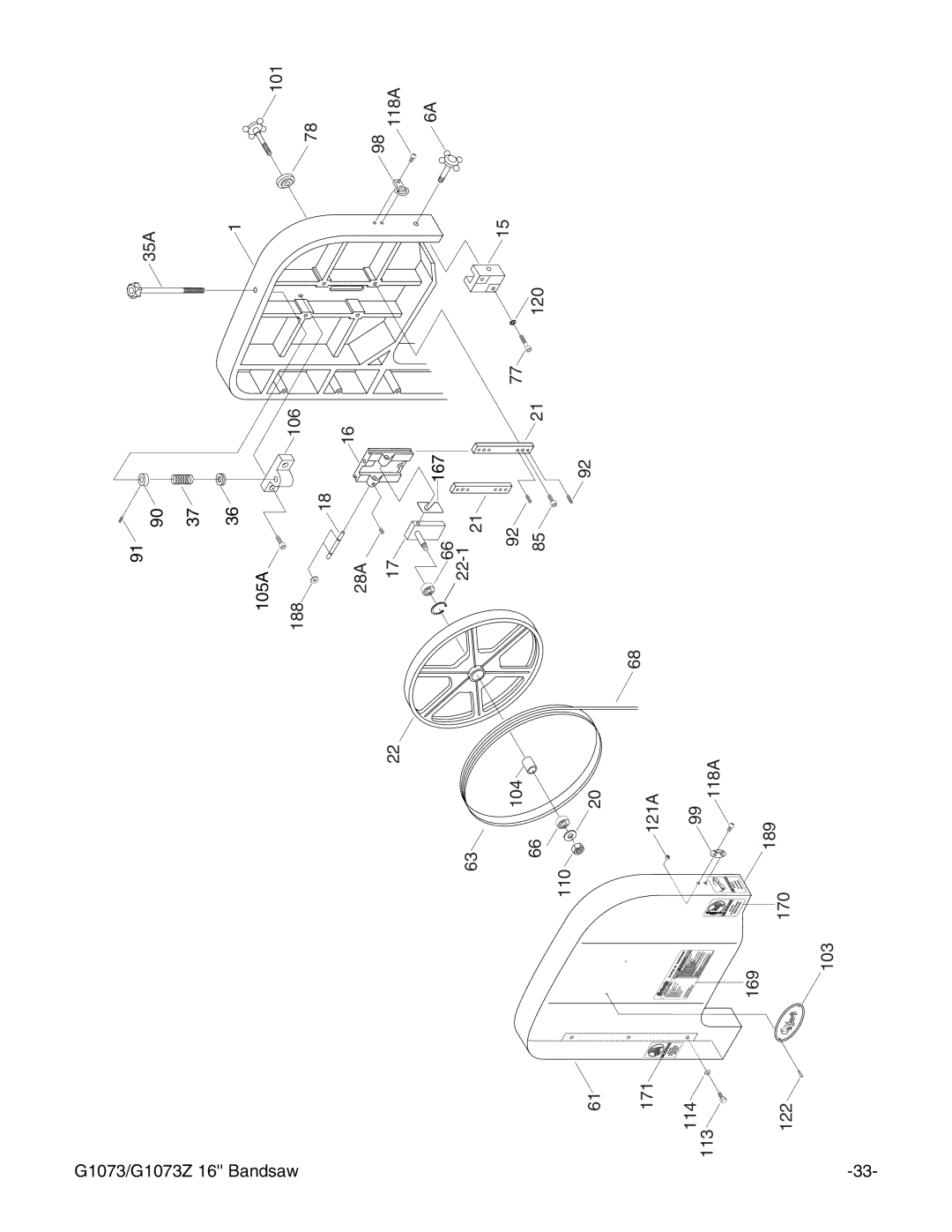 Grizzly G1073/G1073Z instruction manual 104 