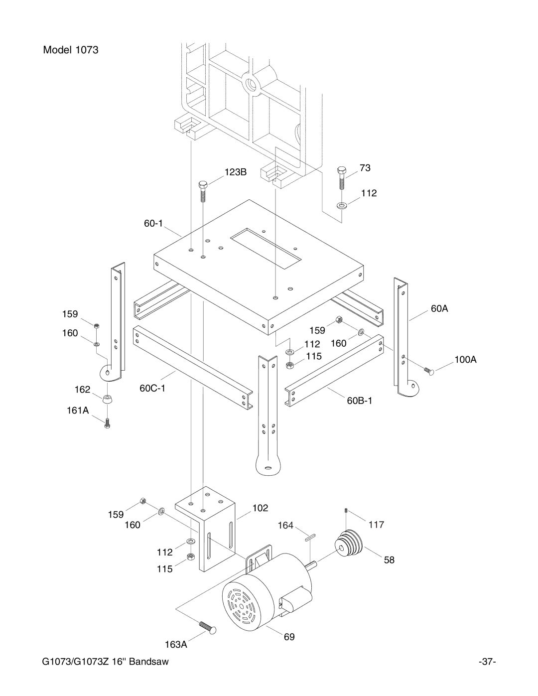 Grizzly G1073/G1073Z instruction manual Model 