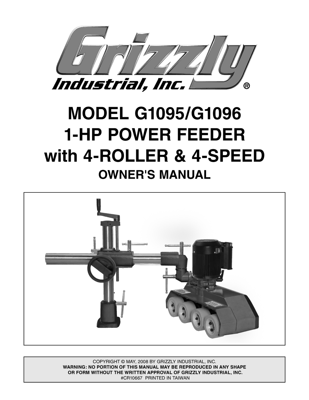 Grizzly G1095/G1096 owner manual HP Power Feeder 