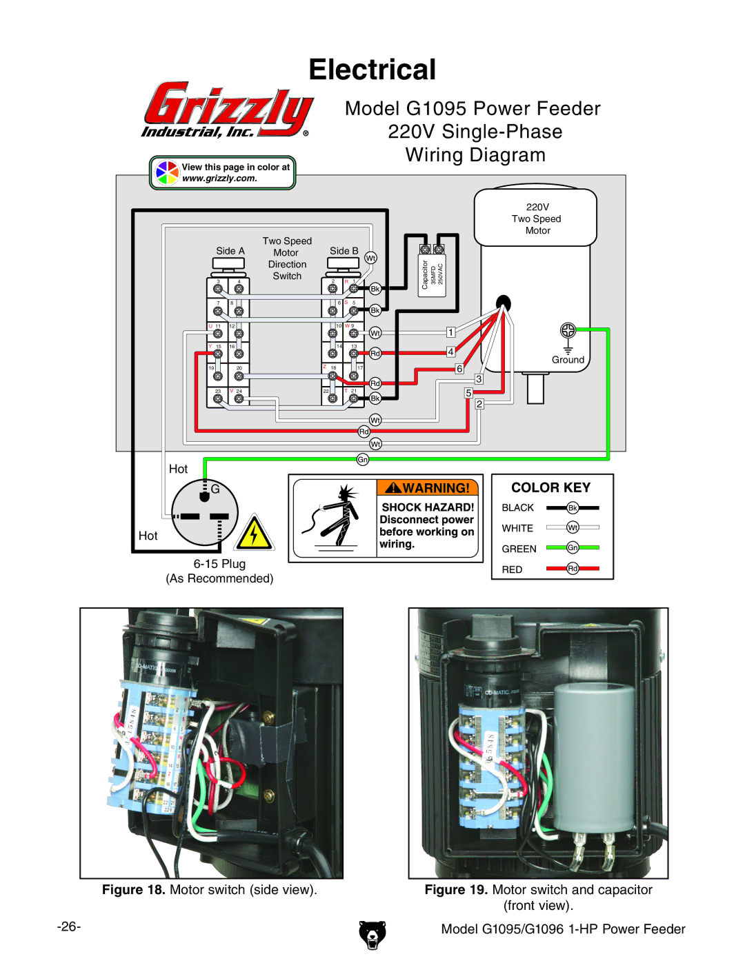 Grizzly G1095/G1096 owner manual Electrical 