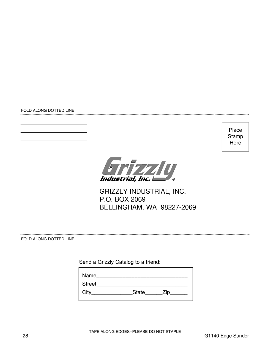 Grizzly G1140 instruction manual Grizzly INDUSTRIAL, INC 