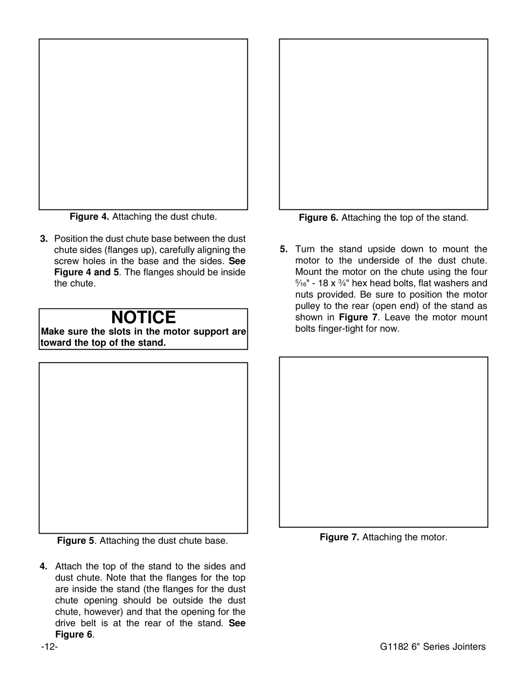 Grizzly G1182ZHW, G1182ZX instruction manual Attaching the motor G1182 6 Series Jointers 