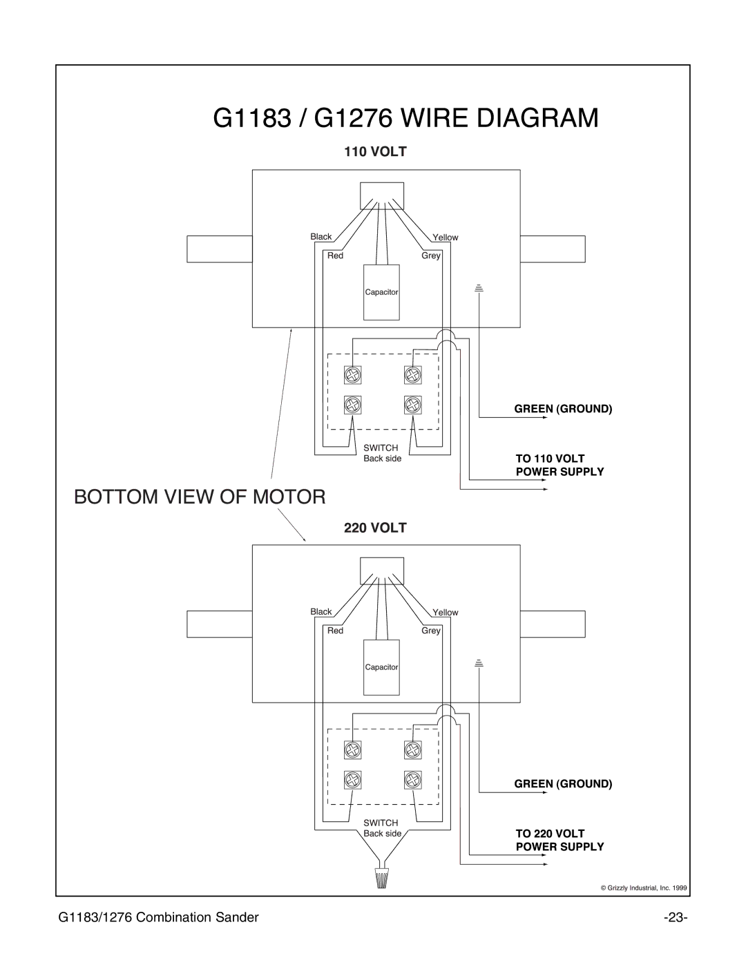 Grizzly G1183/G1276 instruction manual G1183/1276 Combination Sander 