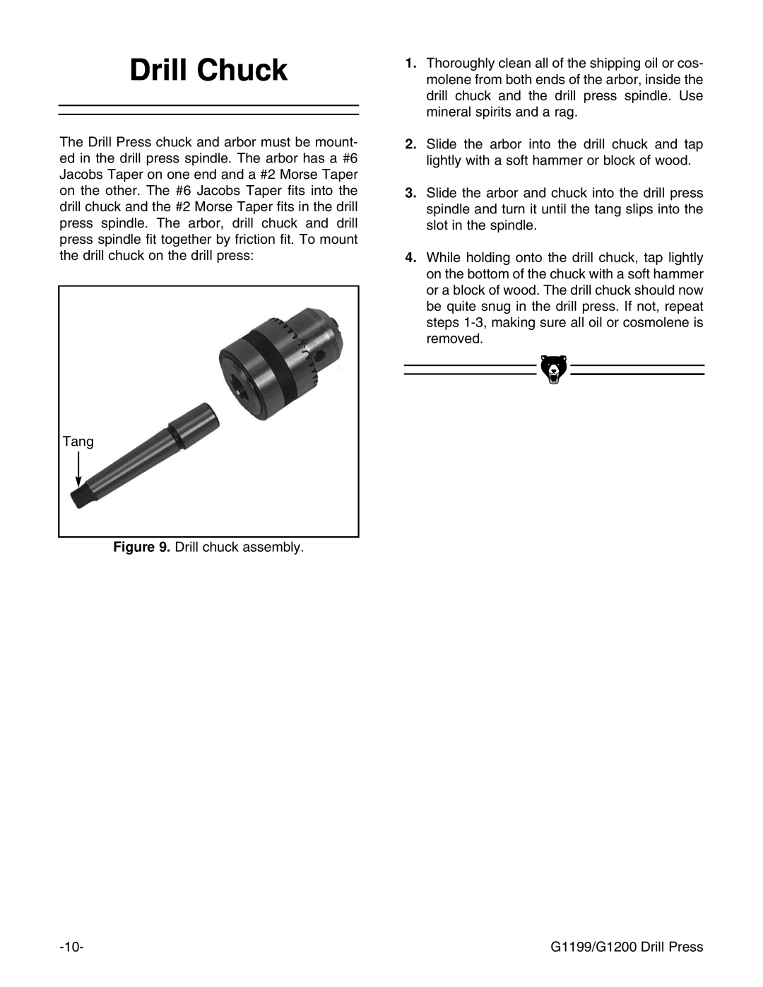 Grizzly G1199, G1200 instruction manual Drill Chuck 
