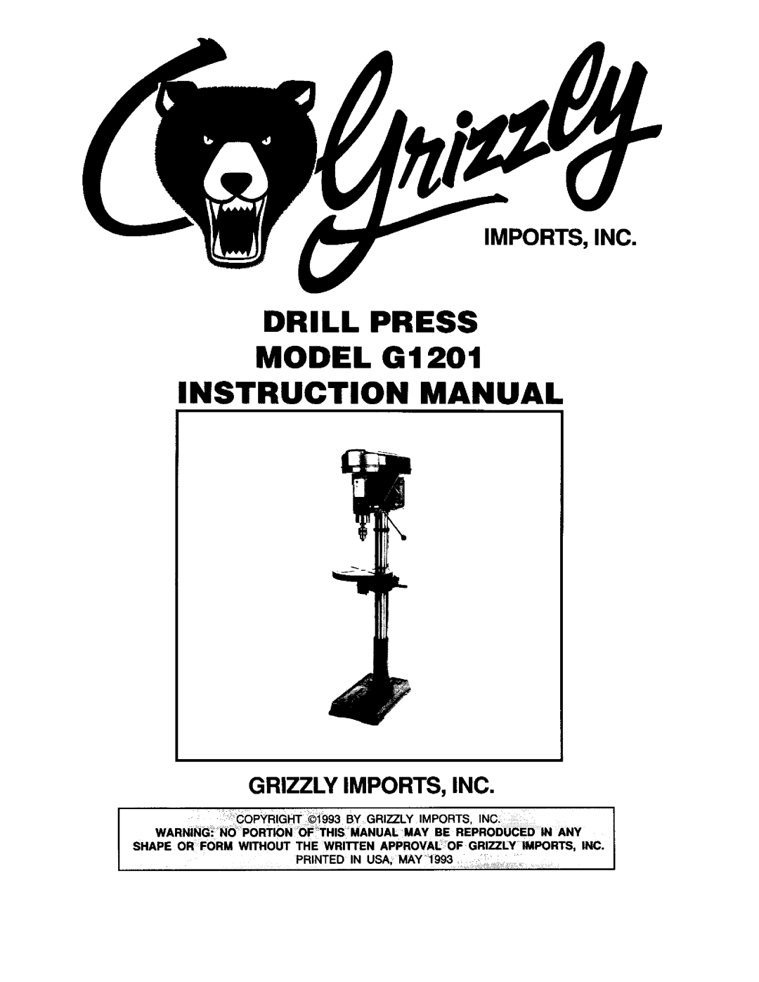 Grizzly G1201 manual 