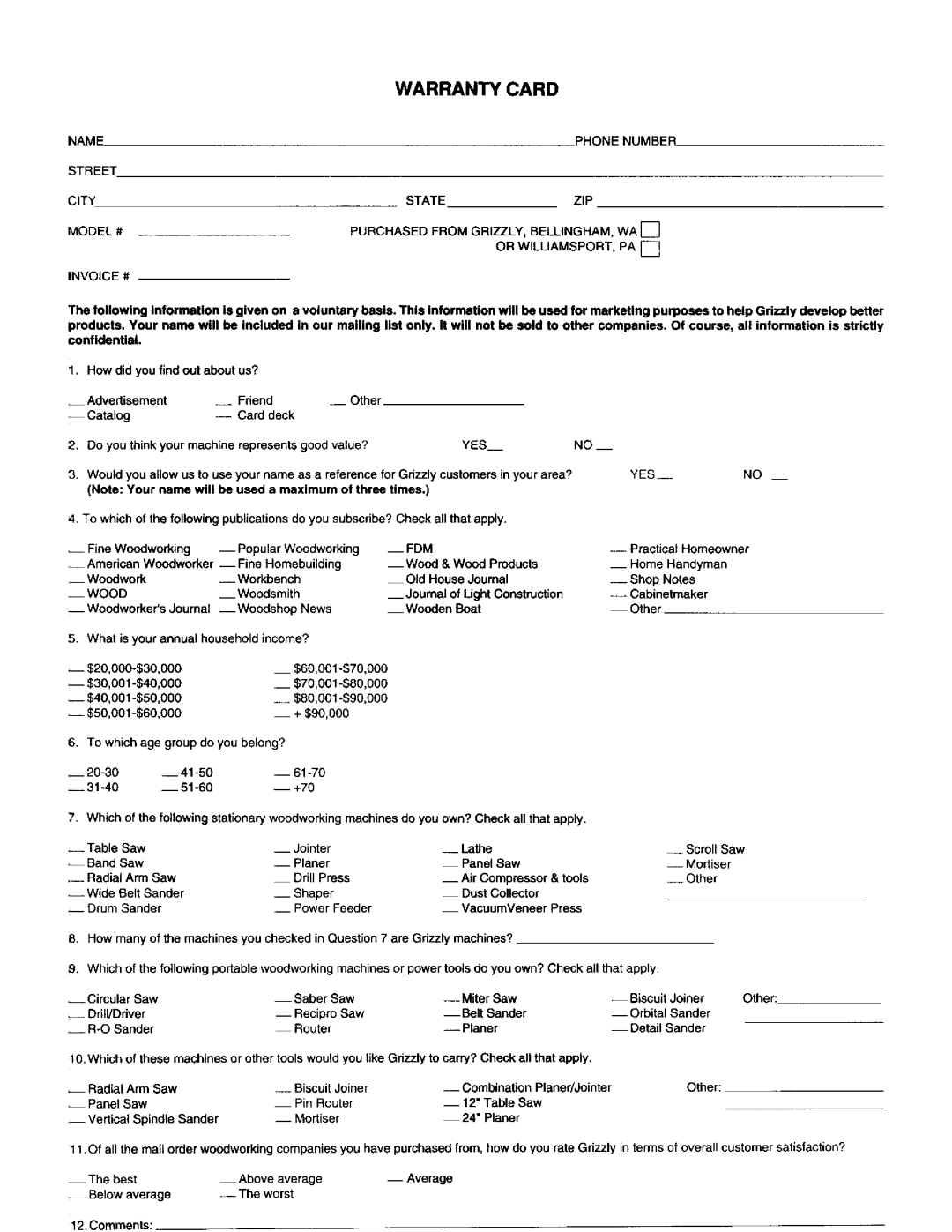 Grizzly G1201 manual 