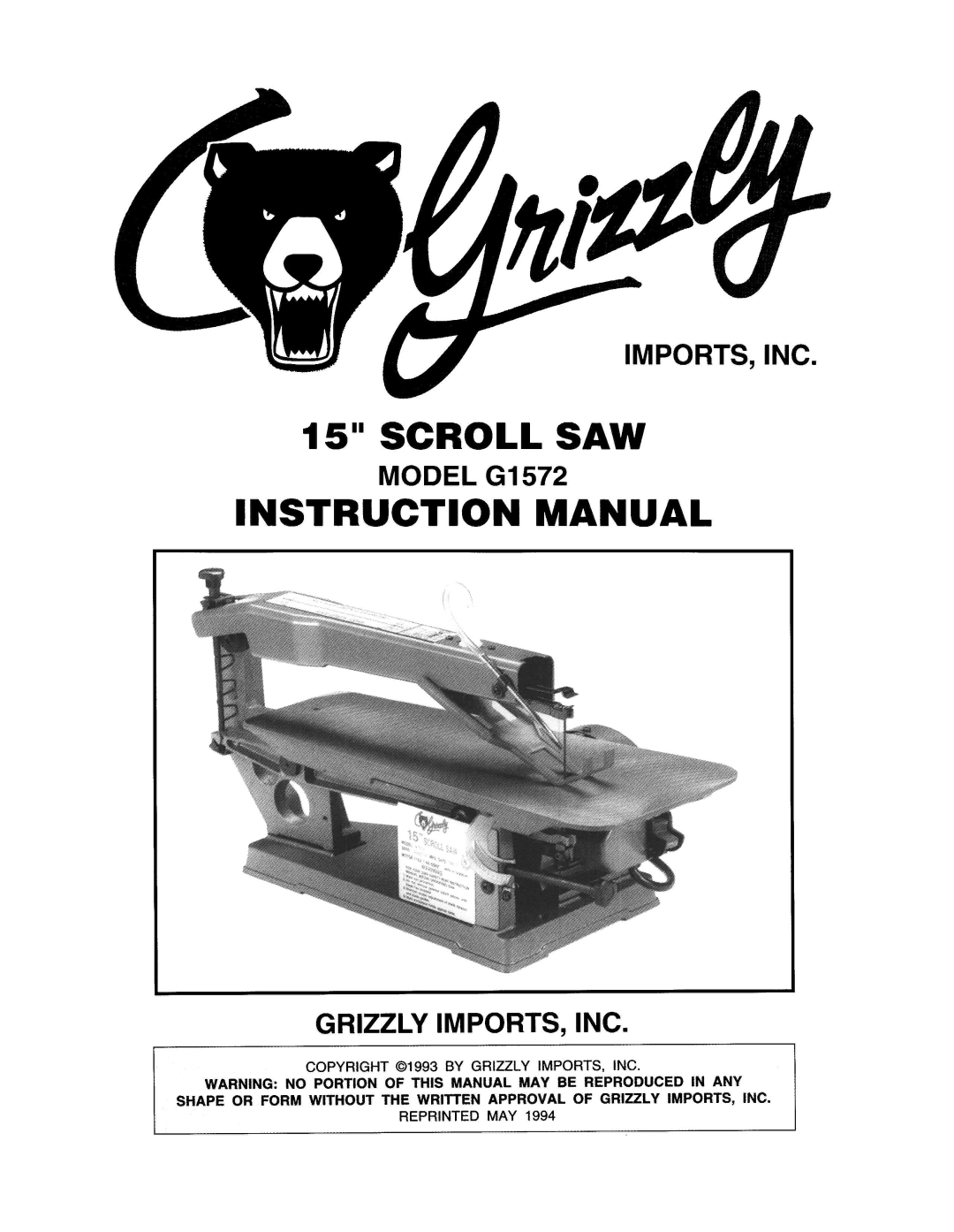 Grizzly G1572 manual 