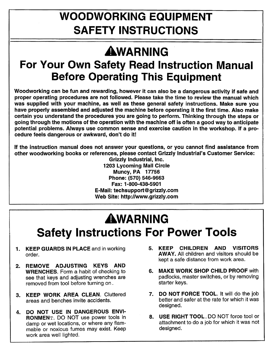 Grizzly G1572 manual 