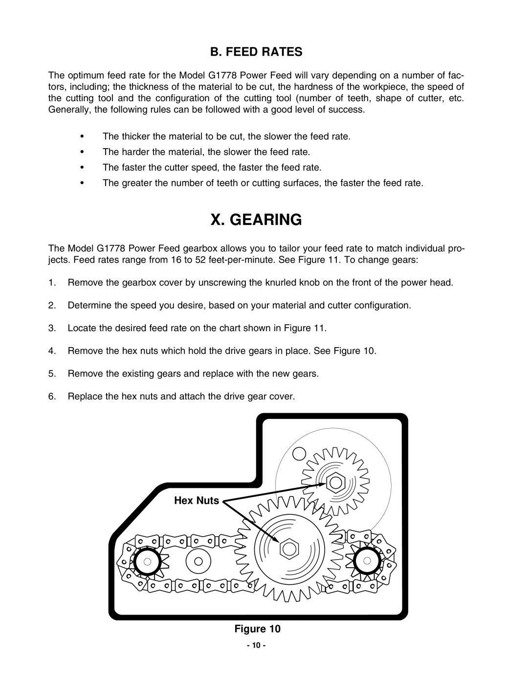 Grizzly G1778 manual Gearing, Feed Rates 