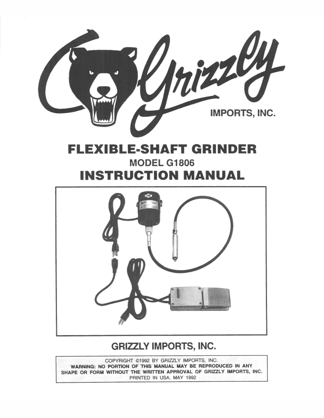 Grizzly G1806 manual 